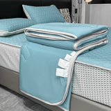 elvesmall Lce Silk Summer Blanket Latex Fitted Sheet and Pilowcase Cool Feeling Fabric Summer Quilt Queen Lightweight Comforter Thin Duvet