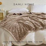 elvesmall  Solid Color Grid Blanket Towel Blanket Coral Velvet Sofa Cover Blanket Air Conditioning Nap Blanket Plush Throw Bedspread
