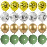 elvesmall 40pcs Green Balloons Set Chrome Metallic Confetti Ballon Jungle Safari Animal Birthday Party Decoration Wedding Balloon Garland
