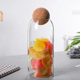 elvesmall Cork Stopper Glass Sealed Jar Coffee Beans Dried Fruit Storage Box Kitchen Food Multigrain Storage Jar Creative Cork Tea Jar