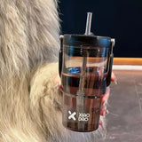 elvesmall -  600/900ml Sport Water Bottle With Straw Handle Cute Plastic Large Cup Drinking Ice Coffee Tea Juice Gym Travel Portable Cups