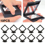 elvesmall 5/10PCS Jewelry Storage Box 3D Packaging Case Gemstone Floating Frame Membrane Ring Coin Display Case Necklace Display Holder