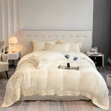 elvesmall  Luxury Bedding Set Royal 700TC Egyptian Cotton Flower Embroidery Duvet Cover Bed Sheets and Pillowcases Comforter Bedding Sets