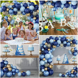 elvesmall Blue Metallic Balloons Garland Kit Gold Confetti Balloon Arch Birthday Party Decoration Kids Wedding Birthday Baby Shower Boy