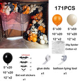 elvesmall 156Pcs Halloween Balloons Garland Kit Pumpkin Foil Ballon Double Stuffed Balloons Arch Kit 3D Scary Bat Decor Globos Decorations