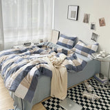 elvesmall Striped Plaid Series Bedding Comforter sets Duvet Cover bedsheets set with Pillowcase Bedding Linens Set for Queen/King Bed