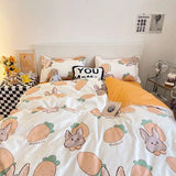 elvesmall Korean style ins pastoral green four piece bedding set, small fresh girl heart, student bed sheet, quilt set, three piece set