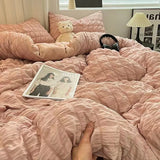 elvesmall Minimalist seersucker Duvet Cover Nordic Bedding Double Bed Modern Bedding Set Skin Friendly Down Duvet Cover Bed Decoration