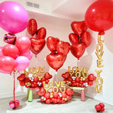 elvesmall 45pcs Valentine's Day I Love You Letter Red Heart Balloons Set,Love Balloons For Wedding Birthday Party Decoration, Valentine's