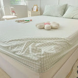 elvesmall Ins Fitted Sheet Soft Washed Cotton Mattress Cover With Elastic Non Slip Bed Cover Simple Bedding 90/120/150/200cm