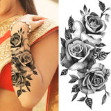 elvesmall Women's Fashion Flower Temporary Tattoos Sticker Fake Rose Feather TatooS Decal Waterproof Body Art Legs Arm Tatoos For Women