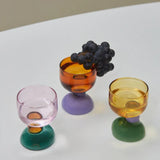 elvesmall  -  1PC Color Funky Irregular goblet cocktail glass drinking glasses shot glasses set champagne glass BPA free Glass cup 6.7oz