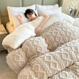 elvesmall  Soft Super Thick Winter Warm Blanket Artificial Lamb Cashmere Weighted Blankets for Beds Cozy Thicker Warmth Quilt Comforter