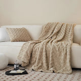 elvesmall  Luxury faux fur winter blanket room decor 3D rose Home bed linen plush sofa blankets Microfiber bedding Plaid quilt Duvet cover