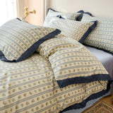 elvesmall Kawaii Princess Pure Cotton Bedding Set Full Size Lovely Ruffles Single Doubel Duvet Cover Set Girls Woman Cozy Bedding Sets