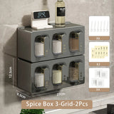 elvesmall  Kitchen Spice Rack Organizer Sugar Salt Shaker Seasoning Container Jar Kitchen Storage Spice Box 3-Grid Household Condiment Case