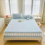 elvesmall Summer Cooling Mattress Cover Couple Cool Sleeping Mat Korean Lace Latex Cold Feeling Sheet Double Folding Bed Protection Pad