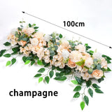 elvesmall 100cm DIY Wedding Flower Wall Decor Arrangement Supplies Silk Peony Rose Artificial Flower Row Decoration Wedding Arch Backdrop