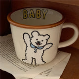 elvesmall  -  300ml Bear Dog Ceramic Cups Ceramic Funny Cartoon Animal Tea Milk Cup Girl Heart Cartoon Mug Couple Breakfast Water Cup Milk Cup