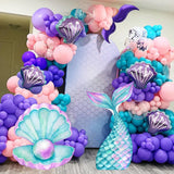 elvesmall 18/24/36inch Mermaid Tail KT Board Purple Shell Cutout for Birthday Party Decoration Mermaid Theme Backdrop Baby Shower Supplies