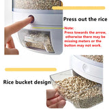 elvesmall 6KG Rotatable 360 Degree Rice Dispenser Sealed Dry Grain Bucket Dispenser Moisture-proof Kitchen Food Container Storage Box