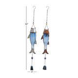elvesmall Blue Metallic Fish Bells With Glass Bottle and Beads (2 Pcs) Home Decoration Wind Chimes Crafts Decor Garden