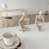 elvesmall Sand Color The Thinker Abstract Statues Sculptures Yoga Figurine Nordic Living Room Home Decor Decoration Maison Desk Ornaments