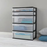 elvesmall Sterilite Plastic 5 Drawer Wide Tower Black clothes organizer  storage box  storage containers