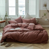 elvesmall  100% Knitted Cotton Comforter Cover Solid Color Duvet Cover Hotel Quality Luxury Bedding Set 1 Duvet Cover with 2 Pillowcases