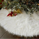elvesmall  78/90/122cm Christmas Tree Skirt White Plush Faux Fur Xmas Tree Carpet Cover Mat Navidad Decoration For Home Decor
