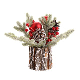 elvesmall 25cm Flocking PE Simulation Christmas Pine Cone Tree Decoration High-quality Home Window Desktop Ornaments Mini Christmas Tree