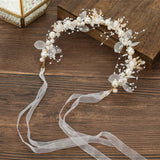 elvesmall Elegant Girls Pearl Headbands Children Bridal Wedding Headband Hair Headdress Flower Wreath Bride Garland Head Hoop Hair Jewelry