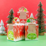elvesmall 12/24pcs Christmas kraft gift Boxes with Window Xmas Party candy Cookie Boxes for Gift Giving Pack Box new year Holiday favors