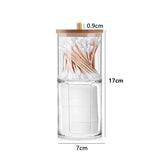 elvesmall Acrylic Makeup Organizer Cotton Swabs Containerwith Bamboo Lid Cosmetic Transparent Box Cotton Pad Organizer Jewelry Storage Box