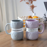 elvesmall 1pc 425ml Unique Knit Style Ceramic Coffee Mug Insulated Funny Gift for Family Holiday Tea Cup Gift Summer and Winter Drinkware