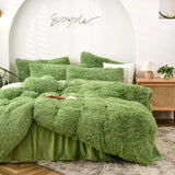 elvesmall  Winter super warm bedding set solid color plush bed sheet duvet cover camel velvet duvet double pillowcase 4-piece Dropshipping