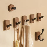 elvesmall New Simple Solid Wood Hook Walnut Hanging Hanger Bathroom Wall Hook Bedroom Coat Storage Rack Home Towel Key Decoration Hook