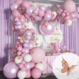 elvesmall Makaron Baby Pink Birthday Decor Balloon Garland Arch Kit Girls Wedding Birthday Purple Balloons Baby Shower Party Decorations