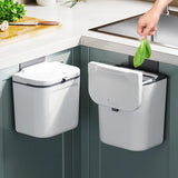 elvesmall  Wall Mounted Cabinet Trash Can with Lid Basket Storage Bucket Household Organization Rack Modern Home Bathroom Kitchen Trash Can