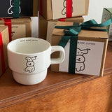 elvesmall  -  Cute niche cartoon puppy coffee cup gentle milk coffee autumn and winter mug ceramic cup couple's cups gift Milk Cup tea set