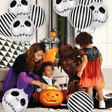 elvesmall 12 Pcs Halloween Foil Balloons Skull Black White Striped Balloons Skeletons Halloween Paty Masquerade Themed Party Decorations