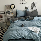 elvesmall INS Style Minimalist Solid Color Duvet Cover Soft Two Person Comfortable Bedding Set Luxurious Hotel Apartment Home Decoration