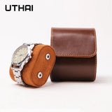 elvesmall 1 Slots Grids Watch Box Roll Travel Case Chic Portable Vintage Leather Display Storage Boxes High Quality Gift Watch Case