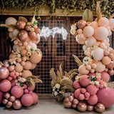 elvesmall Boho Dusty Retro Pink Balloons Garland Arch Kit Bride Wedding Birthday Party Decoration Girls Baby Shower Rose Gold Ballon Chain