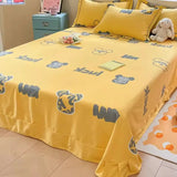 elvesmall  Cartoon thick new solid color bed sheet four piece set, non cotton pure cotton duvet cover, single student dormitory pillowcase,