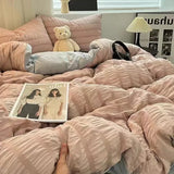 elvesmall Minimalist seersucker Duvet Cover Nordic Bedding Double Bed Modern Bedding Set Skin Friendly Down Duvet Cover Bed Decoration