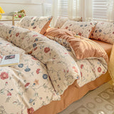 elvesmall Washed Cotton Bedding Cover Set with Pillowcase bed sheet Single Full Size Bed Linen Duvet Cover Set Queen/King Double Size