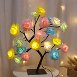 elvesmall 24 LED Fairy Flower Tree Table Lamps Maple Leaf Lamp Rose Night Light USB Operated Gifts for Wedding Party Hallowmas Decoration