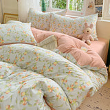elvesmall Bedding Set with Pillowcase bed sheet Single Full Size Bed Linen Washed Cotton Duvet Cover Set Queen/King Double Size