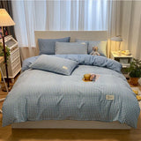 elvesmall  Professional Checkered Retro Grid Comforter Bedding Sets Cotton Bedding Set Bedding Jacquard King Linen Bed Duvet Cover Size